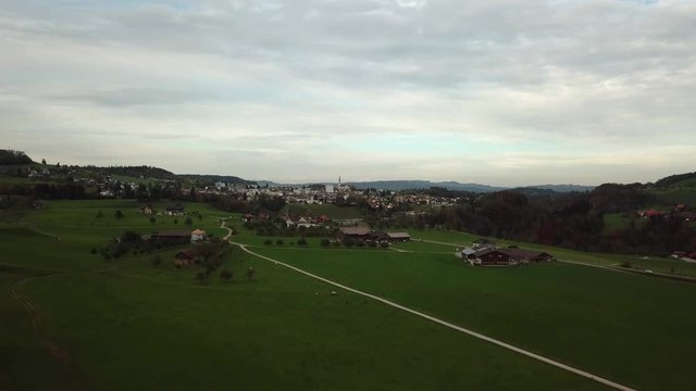 Calm drone video flying over the beautiful countryside in Europe 