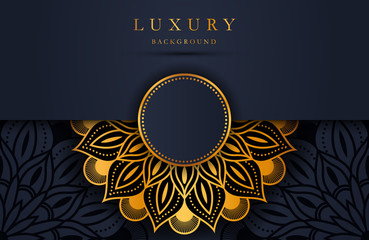 Luxury gold mandala ornate background for wedding invitation, book cover. Arabesque islamic background