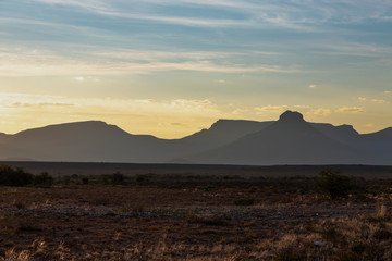 Fototapeta premium Sunset at Karoo kopjes near Graaff Reinet