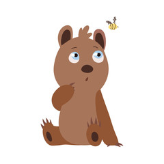 Bear and bee. A vector illustration of wild animals cartoons.