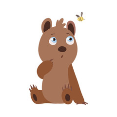 Fototapeta premium Bear and bee. A vector illustration of wild animals cartoons.