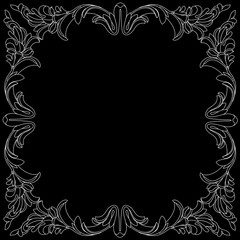 Vintage border frame engraving with retro ornament pattern in antique baroque style decorative design. Vector.	