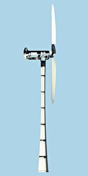 Wind turbine, how it works, section, side view. Climate change and clean energy. 3d render