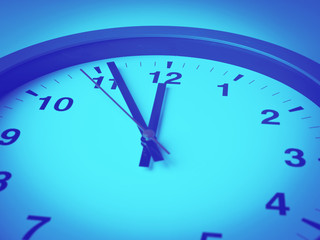 Close-up of a watch dial tinted in a gradient of blue and lilac colors