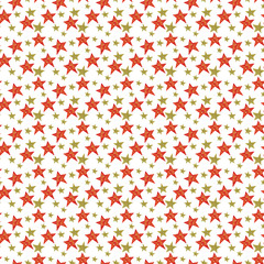 Seamless pattern of hand-drawn golden and red stars. Watercolor and metallic Christmas background. Perfect for decoration, paper, posters, cards, textile