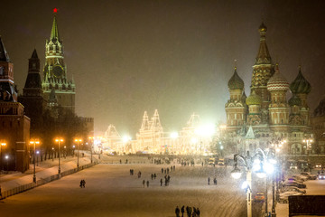 Christmas in Moscow. Night view