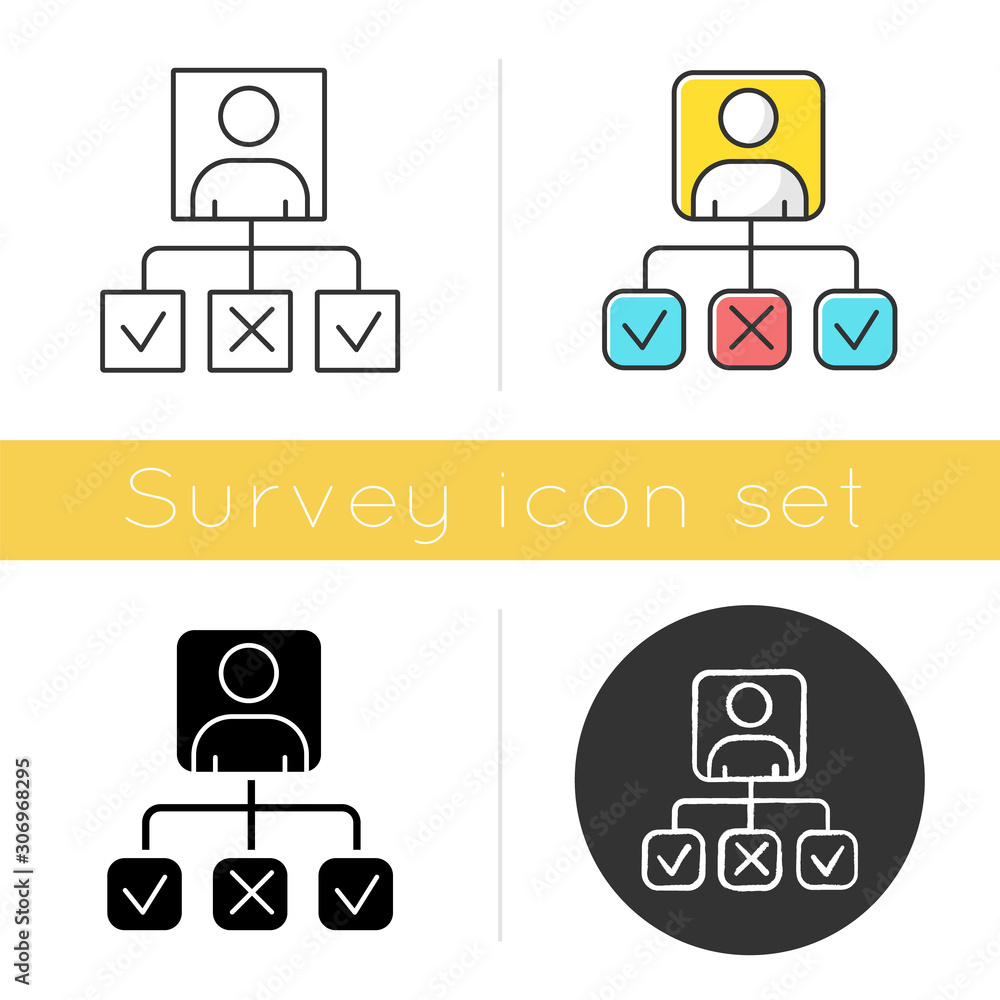 Poster personal profile icon. survey results. data collection, info gathering. questionnaire report. wiring