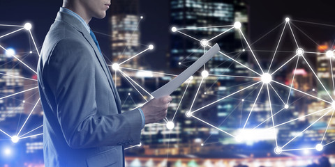 Concept of modern business networking that connect and cooperate people