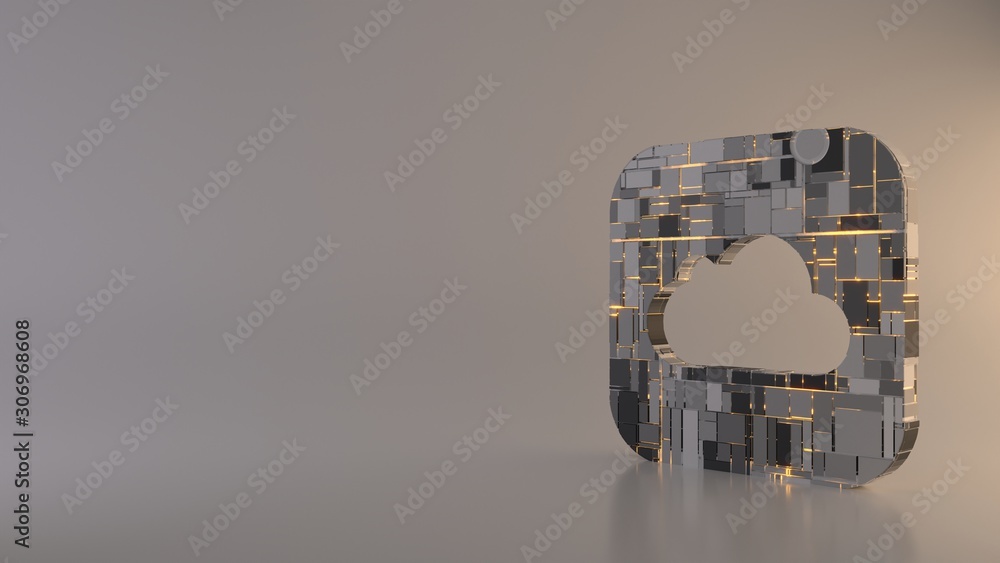 Poster light background 3d rendering icon of icloud drive app icon