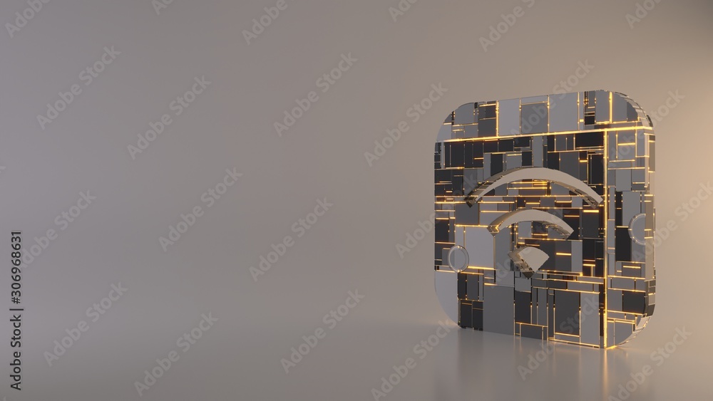 Poster light background 3d rendering icon of signal app icon
