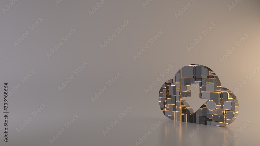 Poster light background 3d rendering symbol of cloud download icon