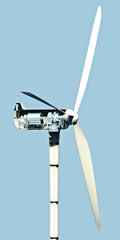 Wind turbine, how it works, section, side view. Climate change and clean energy. 3d render © Naeblys