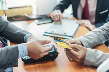 Businessman with credit cards. Payment and spending with credit cards.
