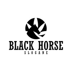 black horse creative logo design vector