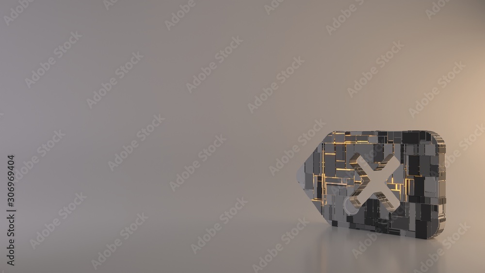 Poster light background 3d rendering symbol of backspace icon