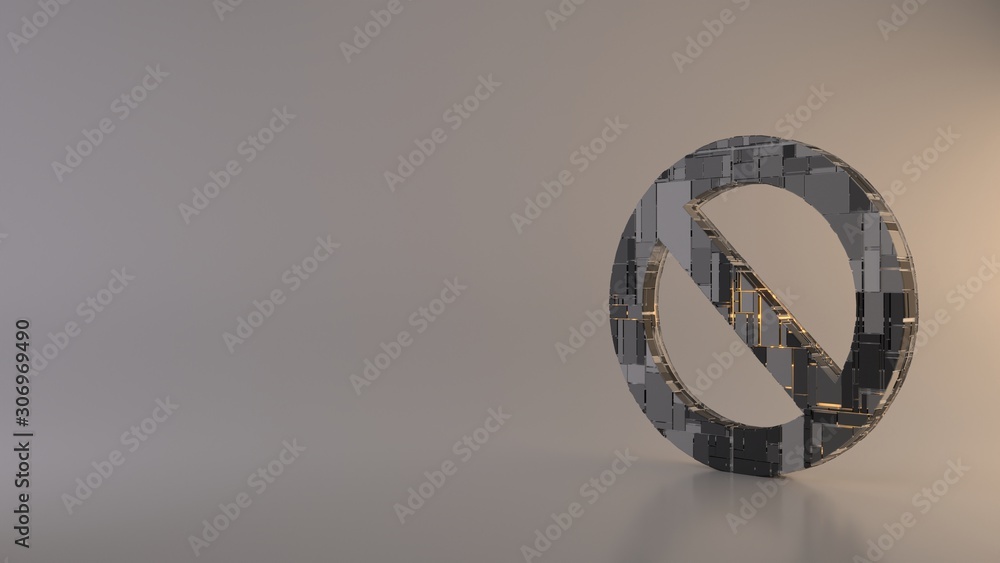 Poster light background 3d rendering symbol of ban icon