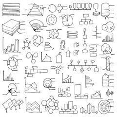 Set of Data Drawing illustration Hand drawn doodle Sketch line vector eps10