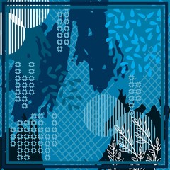 Hijab design with foliage abstract style.