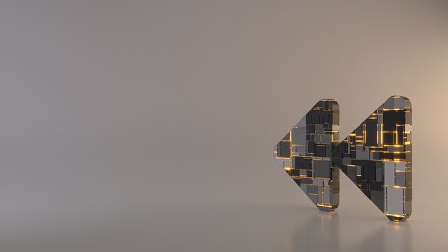 light background 3d rendering symbol of backward icon