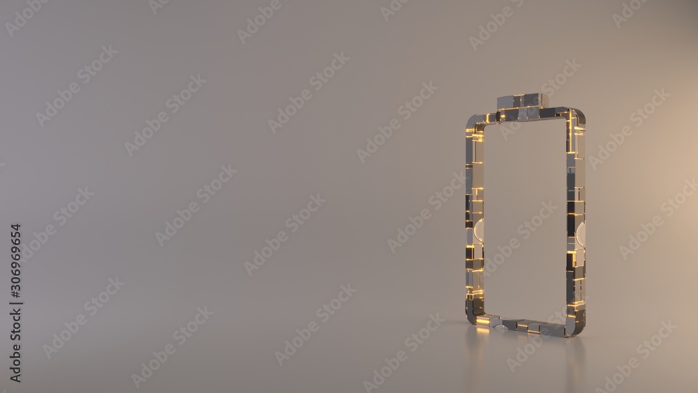 Aufkleber light background 3d rendering vertical symbol of empty battery icon