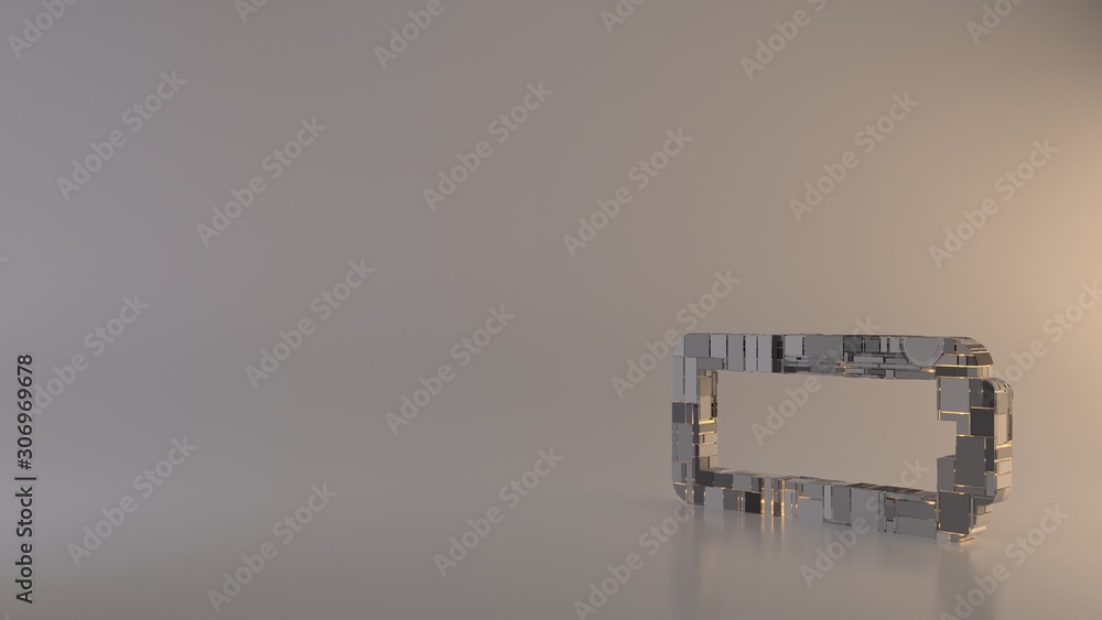 Poster light background 3d rendering horizontal symbol of battery empty icon
