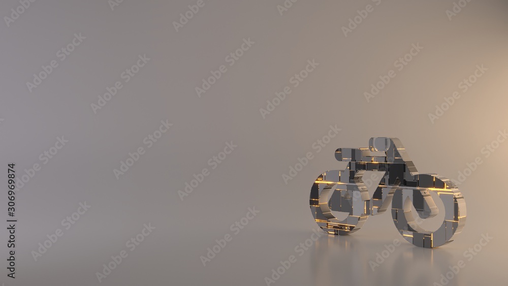 Poster light background 3d rendering symbol of bicycle without rider icon