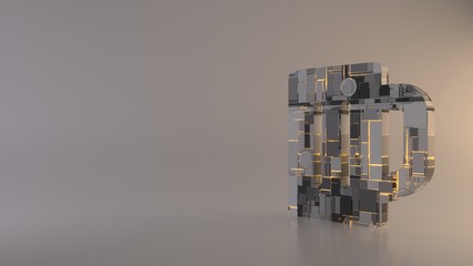 light background 3d rendering symbol of glass of beer icon