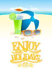 Enjoy the holidays, best vacation deals card design