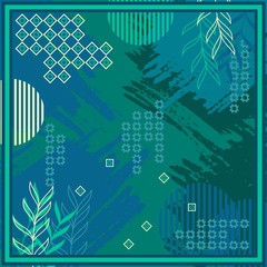 Pattern of hijab motif design with abstract foliage design