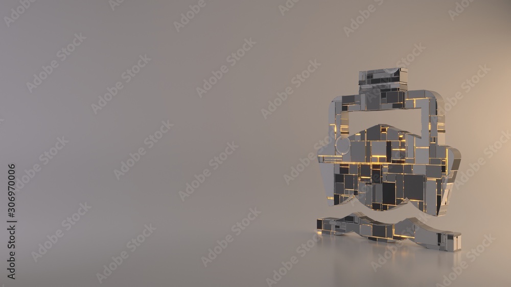 Poster light background 3d rendering symbol of boat icon