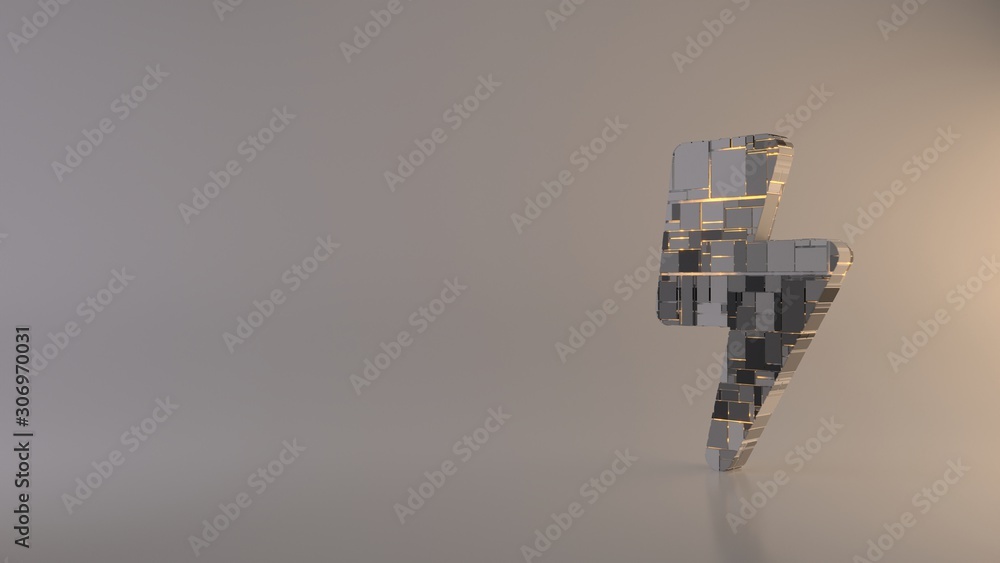 Poster light background 3d rendering symbol of bolt of lightning icon