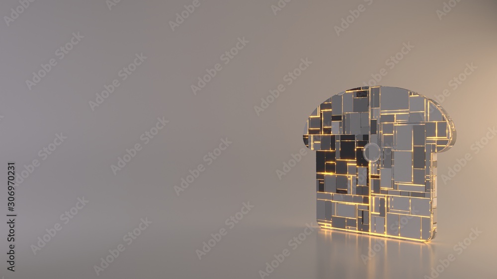 Poster light background 3d rendering symbol of bread slice icon