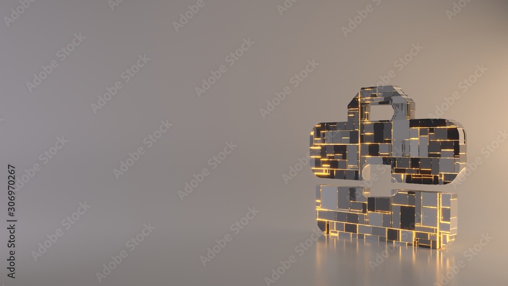 Poster light background 3d rendering symbol of briefcase icon