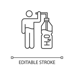 Drink water linear icon. Fluid for hydration. Common cold aid. H2O for moisturizing. Mineral water. Thin line illustration. Contour symbol. Vector isolated outline drawing. Editable stroke