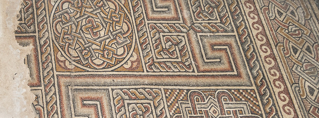 a section of the original fourth century mosaic floor of the Church of the Nativity in Bethlehem in...