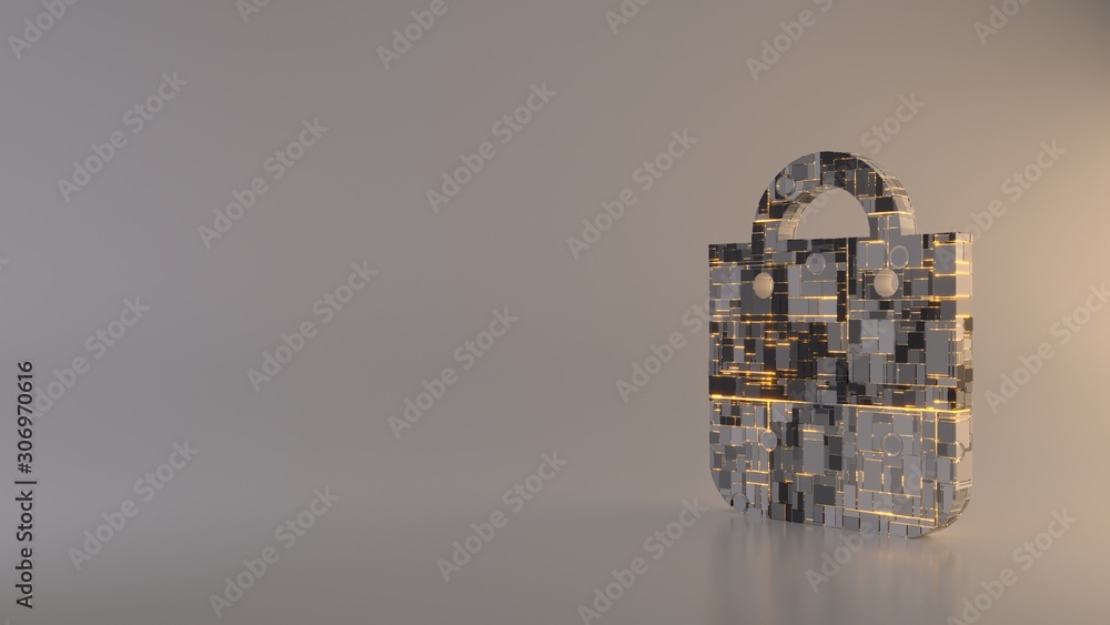 Poster light background 3d rendering symbol of bag icon