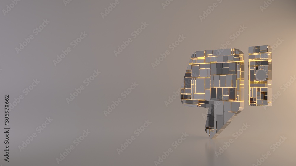 Poster light background 3d rendering symbol of thumbs down icon