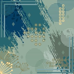 Pattern of hijab motif design with abstract foliage design