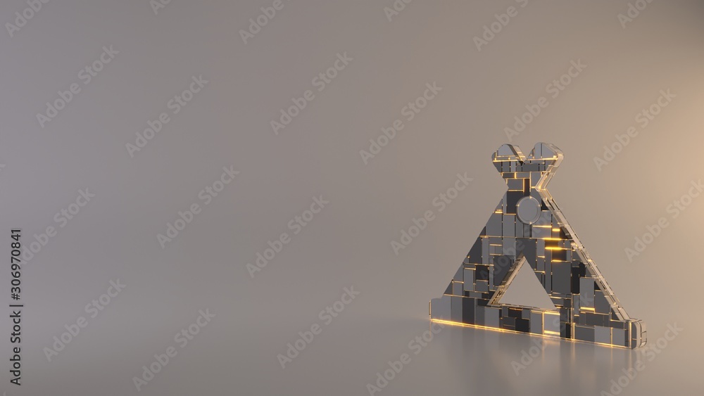 Poster light background 3d rendering symbol of campground icon