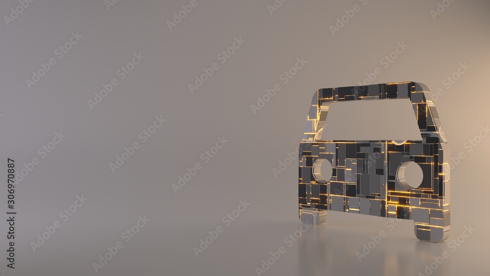 Poster light background 3d rendering symbol of car icon