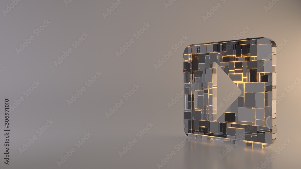 Poster light background 3d rendering symbol of caret square right icon