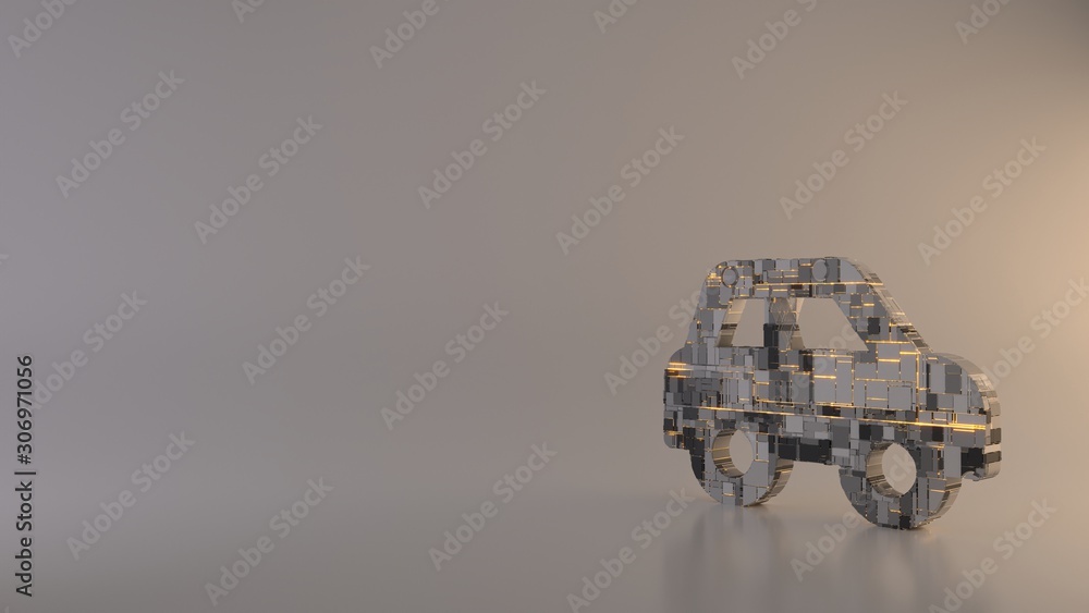 Poster light background 3d rendering symbol of car side icon