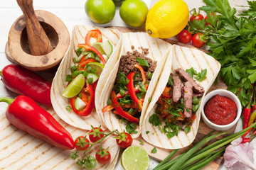 Mexican tacos cooking