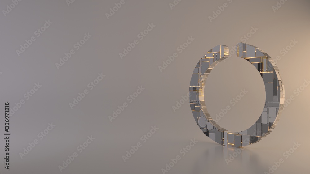 Poster light background 3d rendering symbol of circle notch icon