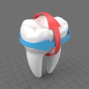 Stylized molar tooth with arrows 2