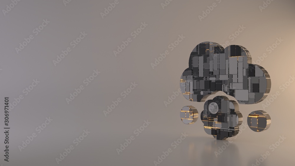 Poster light background 3d rendering symbol of cloud meatball icon