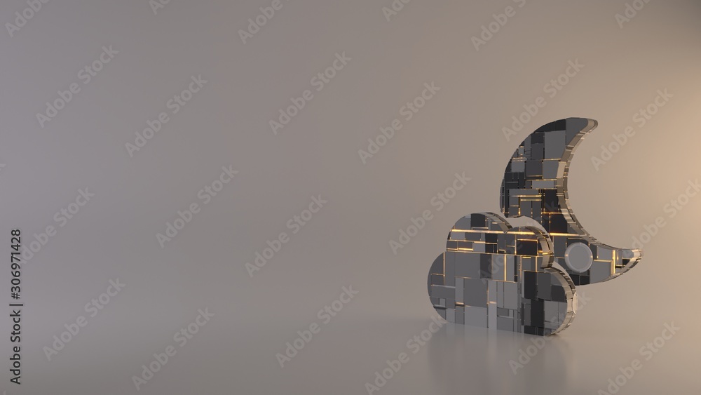 Poster light background 3d rendering symbol of cloud moon icon