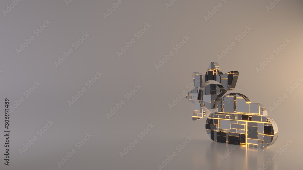Poster light background 3d rendering symbol of cloud sun icon