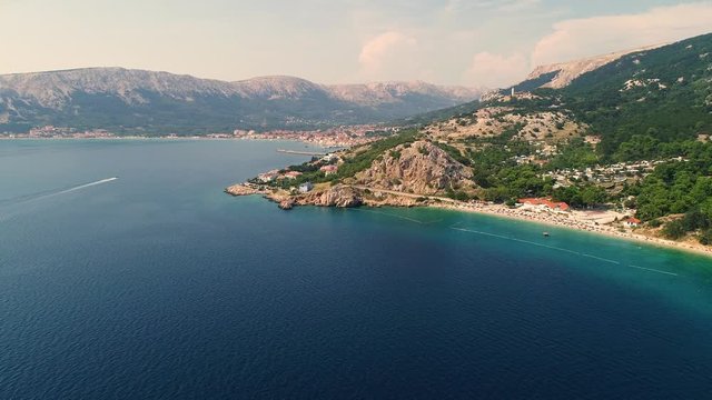 Aerial view of Ba&scaron;ka coastal cityscape during the summer, Croatia.