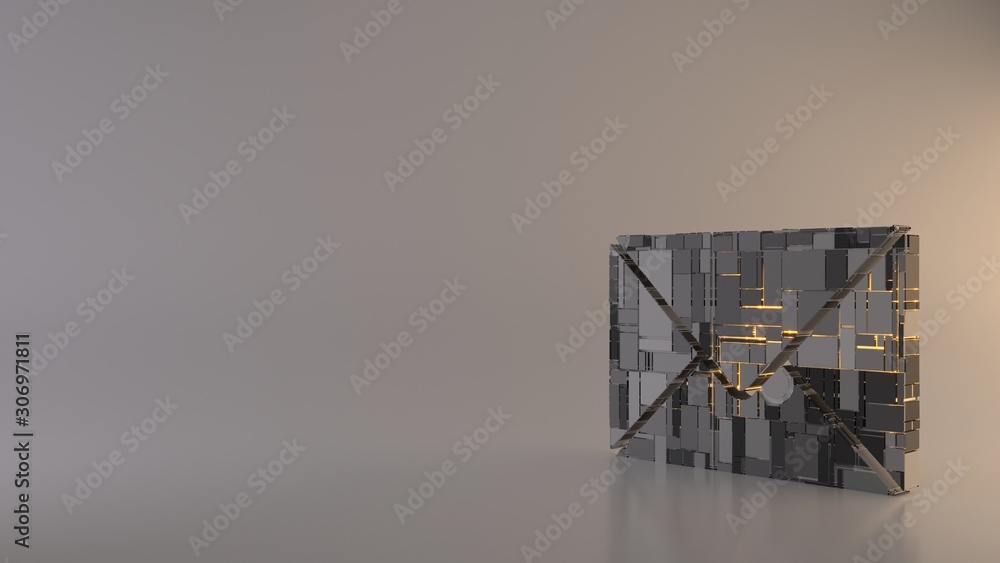 Poster light background 3d rendering symbol of paper close envelope icon